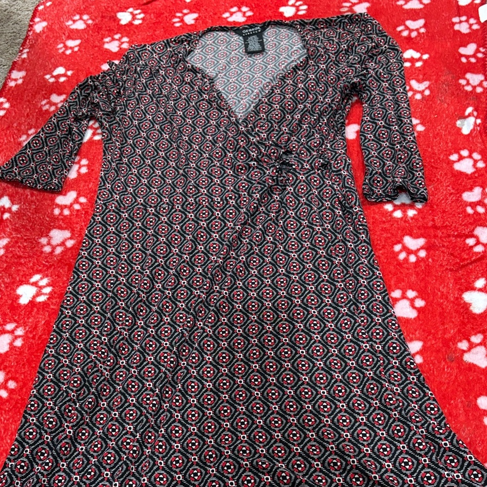 George Black and Red Patterned Long Sleeve Dress